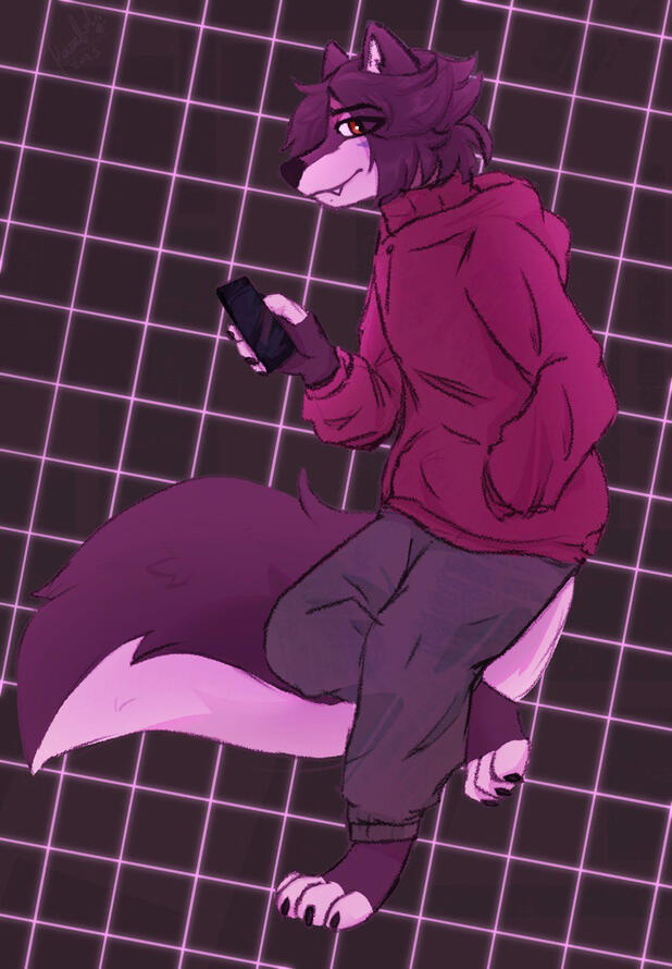 Fullbody drawing with clean colored sketch lines. Includes a flat or abstract background. Great for quick, expressive art of your character!